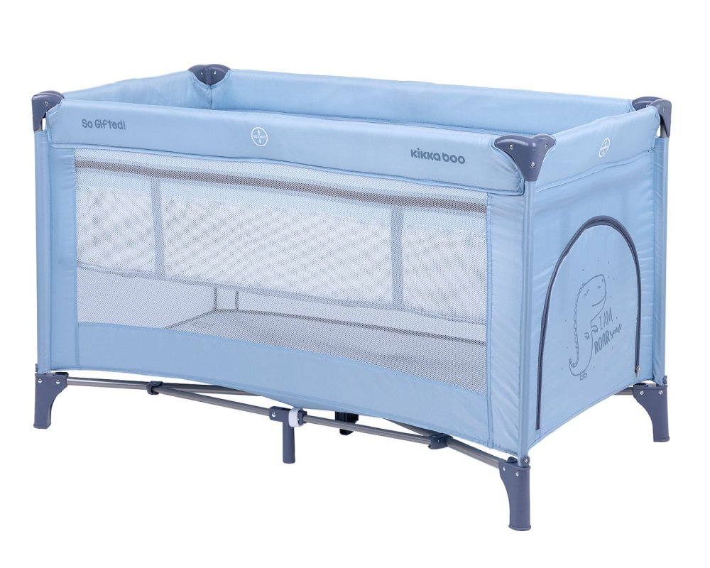 KikkaBoo Patut pentru copii So Gifted Blue 2020 cu pliere compacta doua nivele geanta de transport usita laterala cu fermoar