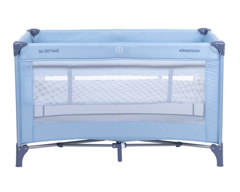KikkaBoo Patut pentru copii So Gifted Blue 2020 cu pliere compacta doua nivele geanta de transport usita laterala cu fermoar