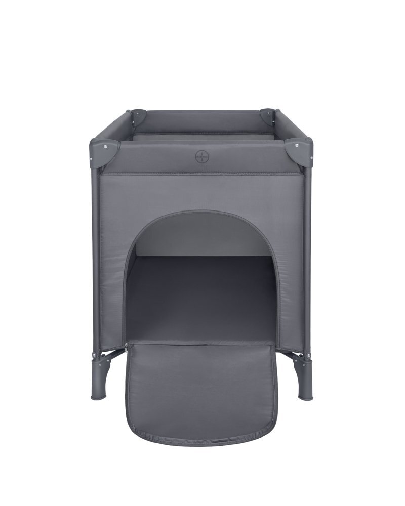 KikkaBoo Patut pentru copii So Gifted Grey cu pliere compacta doua nivele geanta de transport usita laterala cu fermoar