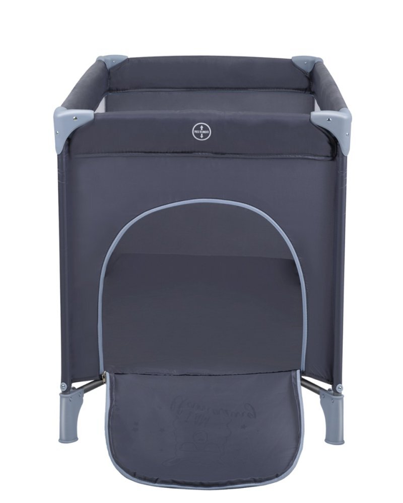 KikkaBoo Patut pentru copii So Gifted Plus Navy cu pliere compacta masuta de infasat doua nivele usita laterala cu fermoar geanta de transport inclusa