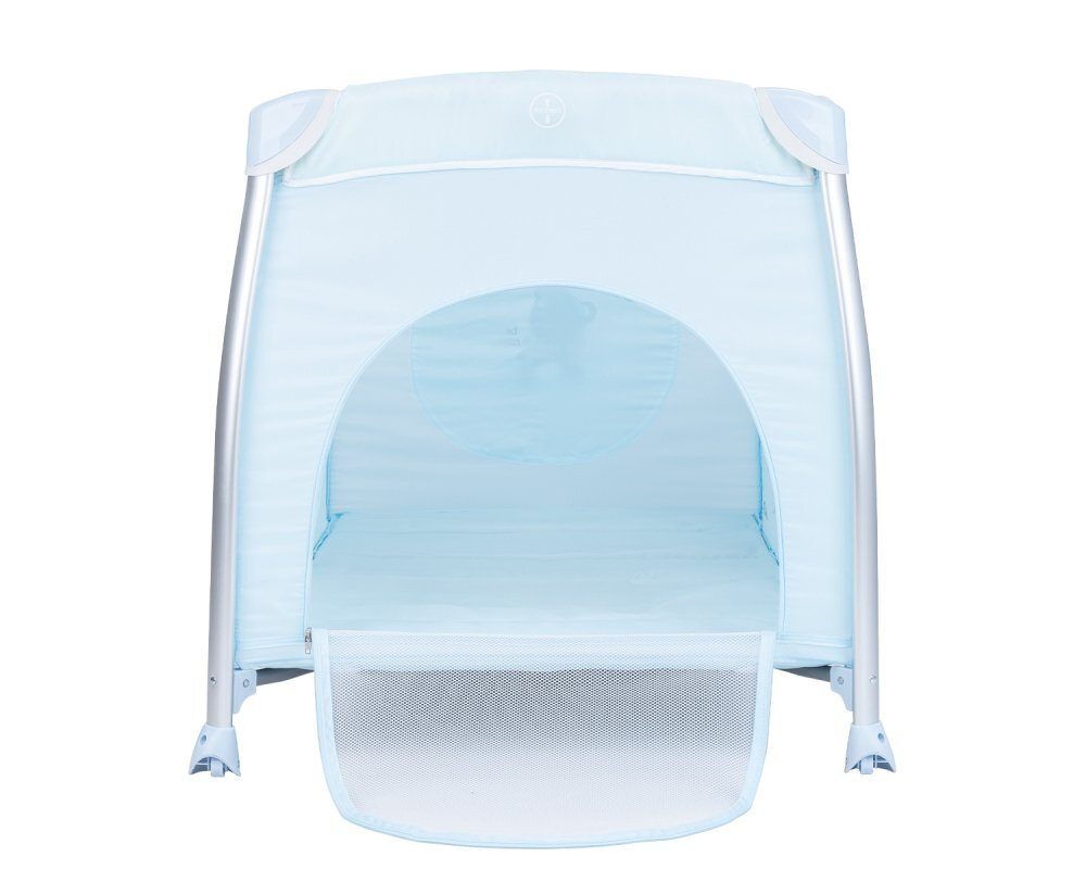 KikkaBoo Patut pliabil Dreamy Bear MintBlue cu doua nivele usita cu fermoar functie de balansare si accesorii incluse