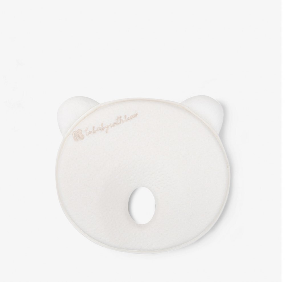 KikkaBoo Pernuta pentru formarea capului Airknit Bear White cu spuma memorymaterial premium respirabilhipoalergenic