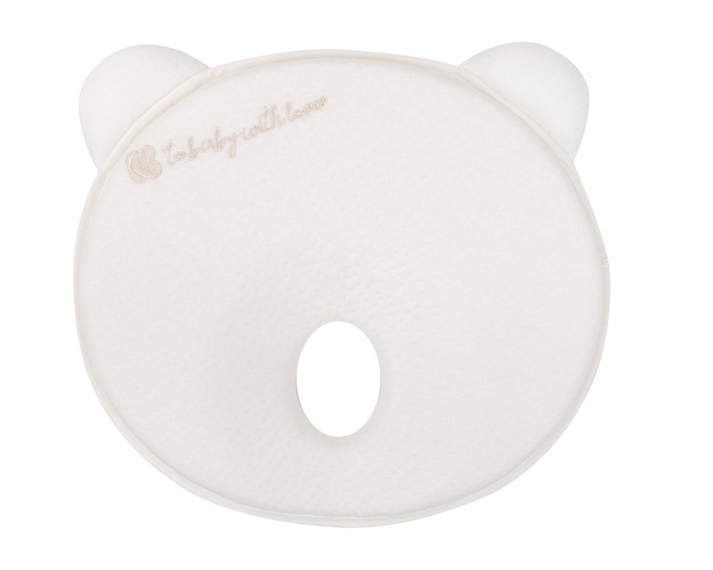 KikkaBoo Pernuta pentru formarea capului Airknit Bear White cu spuma memorymaterial premium respirabilhipoalergenic