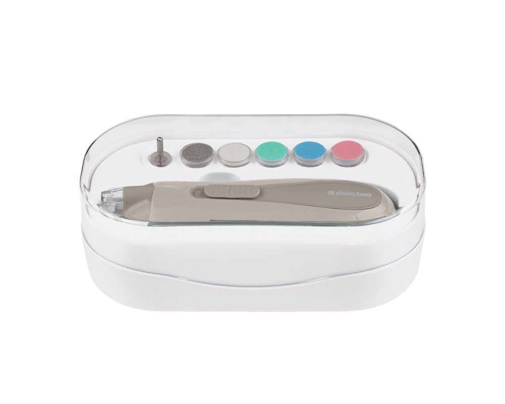 KikkaBoo Pila electrica pentru bebelusi si copii Beige cu lumina6 capete slefuire incluse2 viteze2 directii rotatiecutie de depozitare inclusa