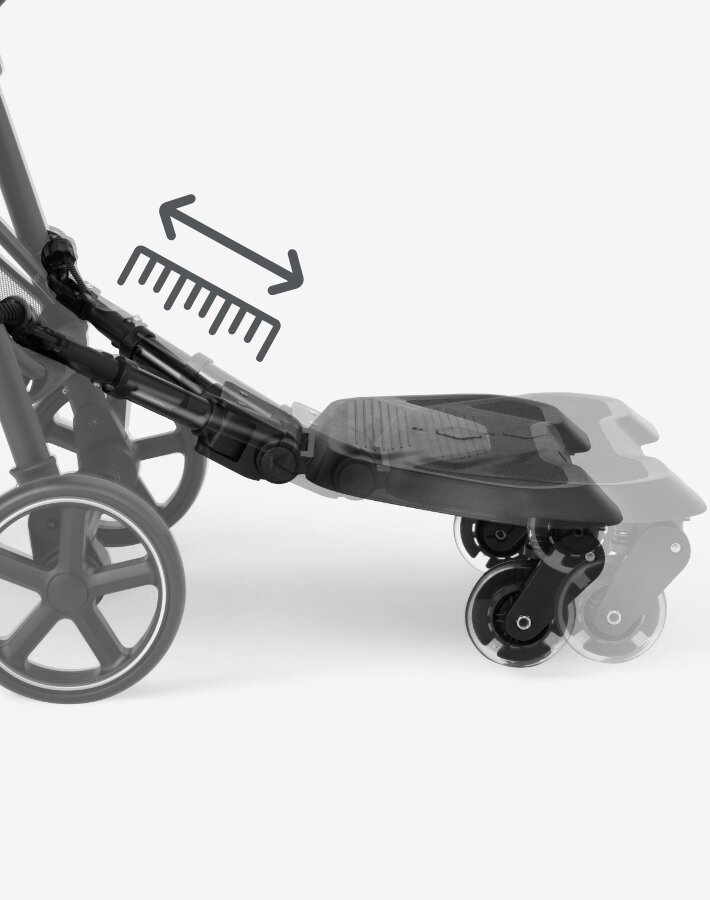 KikkaBoo Platforma pentru atasare la carucior copii Ally Black cu prindere universala roti cu suspensii reglaj in 8 pozitii Max 20 kg