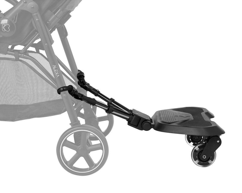 KikkaBoo Platforma pentru atasare la carucior copii Ally Black cu prindere universala roti cu suspensii reglaj in 8 pozitii Max 20 kg