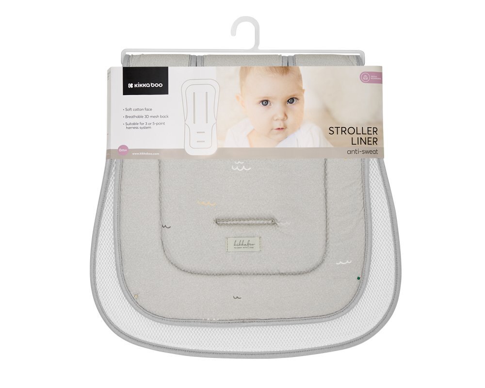 KikkaBoo Protectie anti-transpiratie Seally Me Model universal pentru caruciorhusa din bumbac moale si spate din plasa 3D respirabila Orificii pentru centura de sigurantaDimensiune 81x42 cm