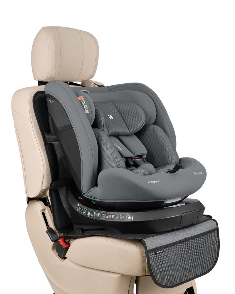 KikkaBoo Protectie bancheta pentru scaun auto GriNegru cu 2 buzunare compatibila isofix fixare rapida suprafata antiderapanta
