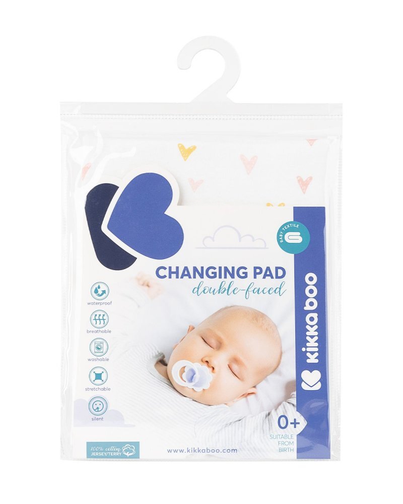 KikkaBoo Protectie impermeabila jersey pentru masuta de infasat 50x70cm Hearts