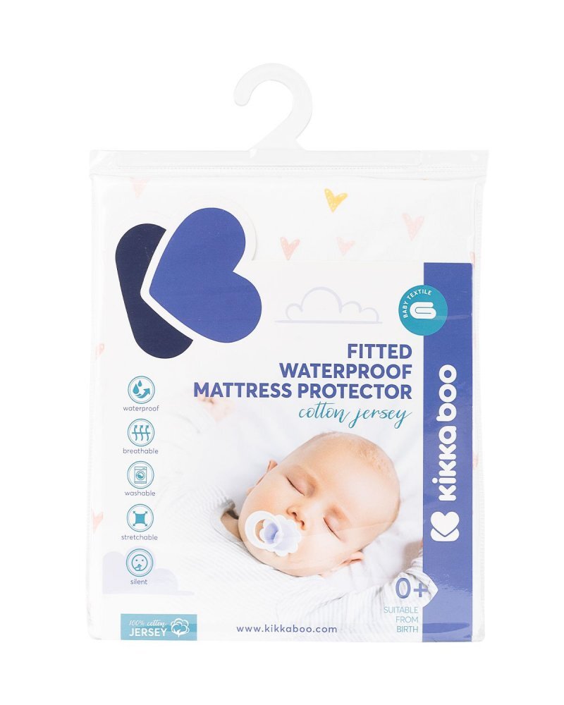 KikkaBoo Protectie impermeabila jersey pentru saltea 120x60x15 cm Hearts