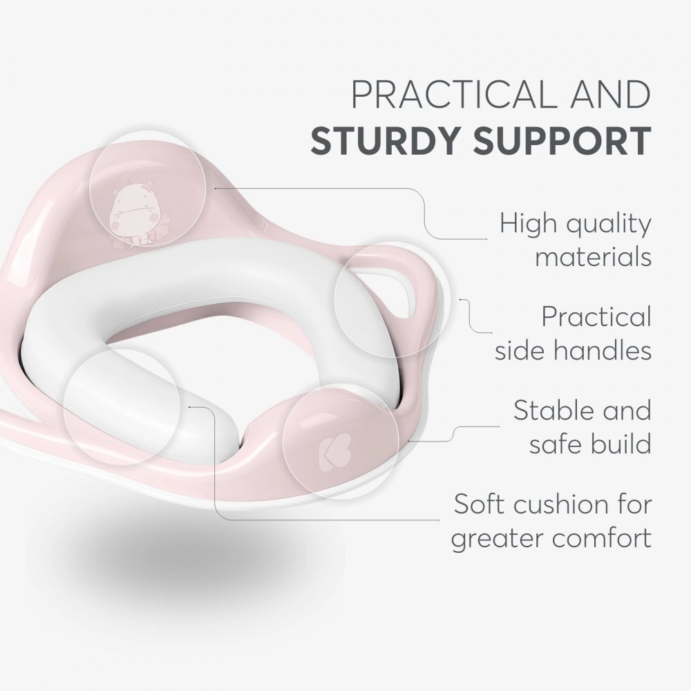 KikkaBoo Reductor pentru toaleta copii Soft Hippo Pinkcu manere ergonomicecolac moale din spuma cu suprafata impermeabila