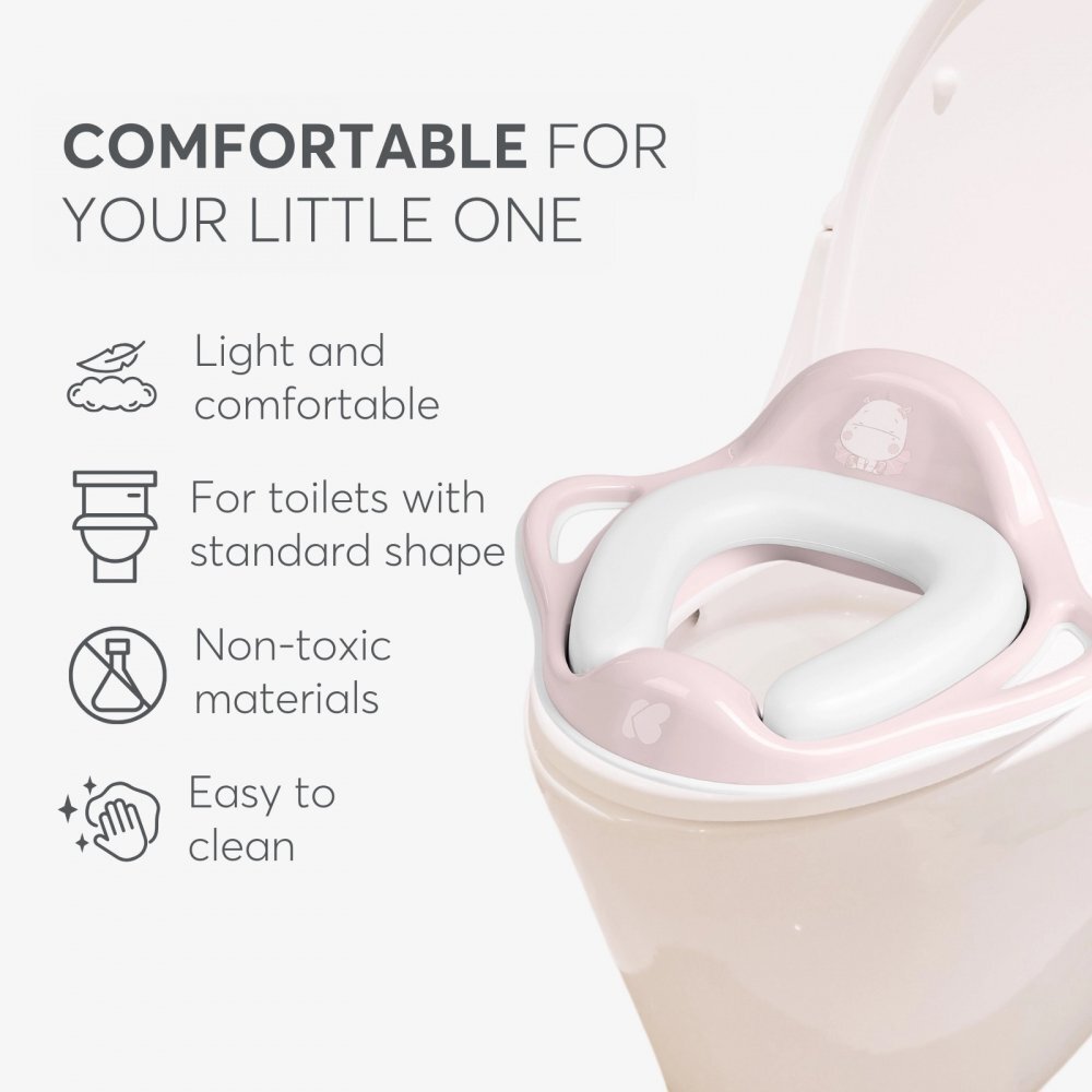 KikkaBoo Reductor pentru toaleta copii Soft Hippo Pinkcu manere ergonomicecolac moale din spuma cu suprafata impermeabila