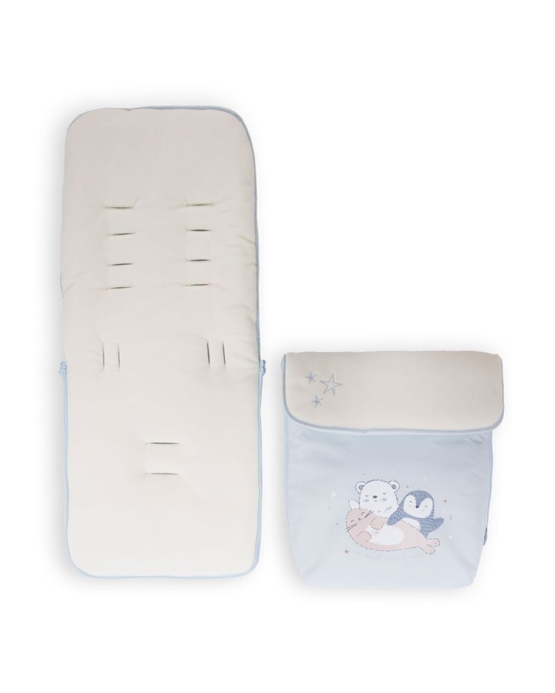 KikkaBoo Saculet de iarna pentru picioare Polar Friends Blue material impermeabilcompatibi cu toate carucioareleorificii pentru centurile de sigurantadimensiune 95x48 cm