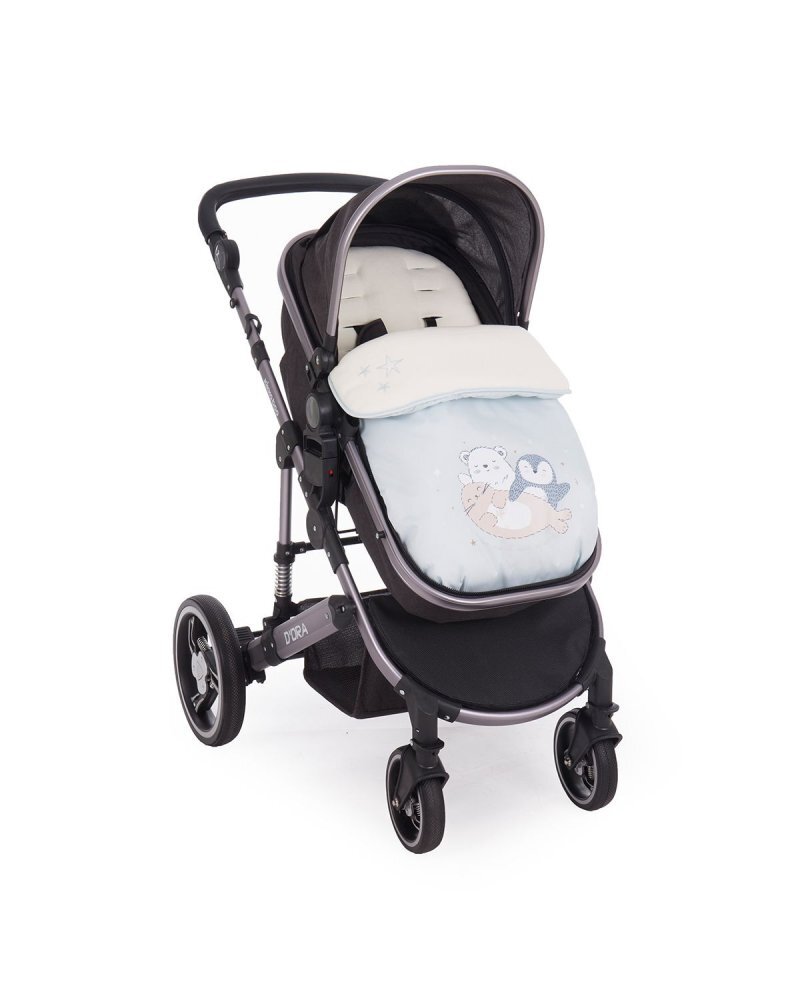 KikkaBoo Saculet de iarna pentru picioare Polar Friends Blue material impermeabilcompatibi cu toate carucioareleorificii pentru centurile de sigurantadimensiune 95x48 cm