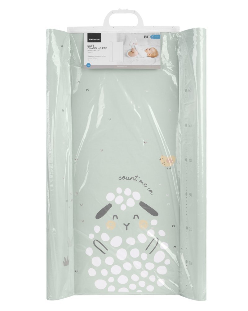 KikkaBoo Saltea infasat soft 80x50cm Sleepy Sheep cu suprafata impermeabilataliometru incorporatcuratare usoaracontur lateral inalt pentru siguranta suplimentara