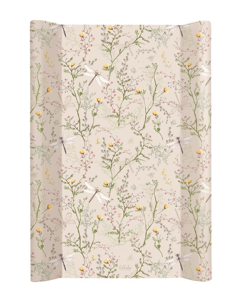KikkaBoo Saltea infasat soft cu suprafata impermeabila 70x50cm Secret Garden Beigecuratare usoaracontur lateral inalt pentru siguranta suplimentara