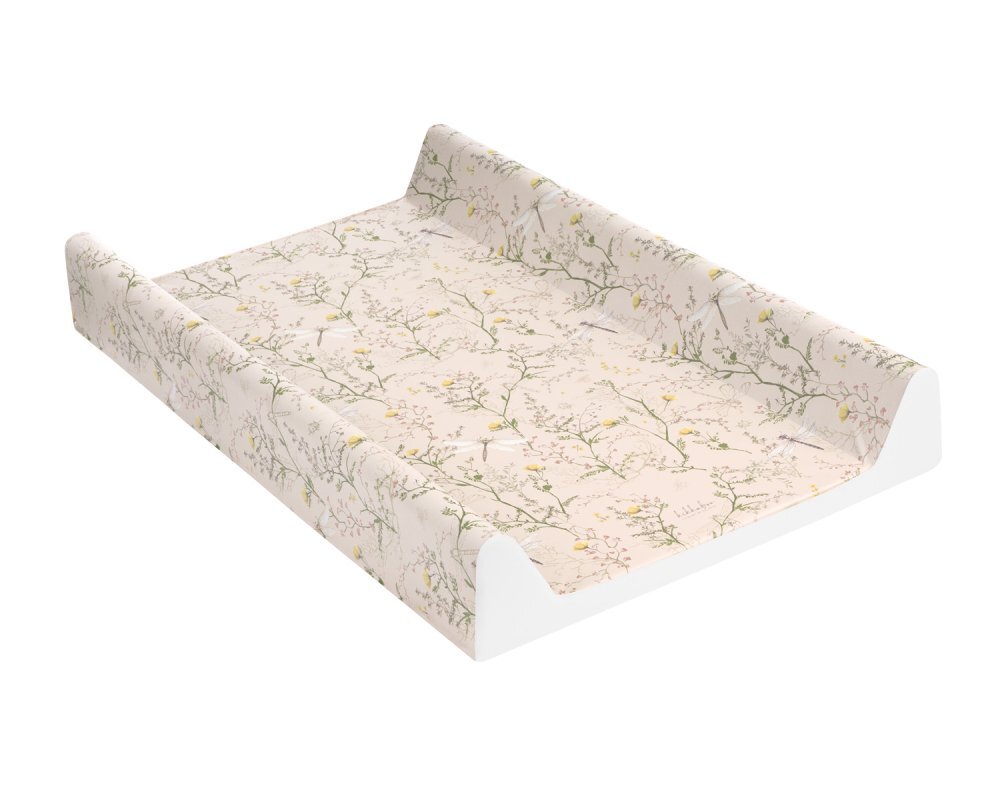KikkaBoo Saltea infasat soft cu suprafata impermeabila 70x50cm Secret Garden Beigecuratare usoaracontur lateral inalt pentru siguranta suplimentara