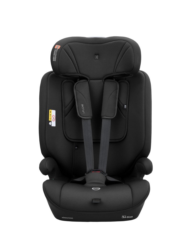 KikkaBoo Scaun auto copii i-Flow i-SIZE Black 76-150 cmspatar reglabil in 2 pozitiitetiera reglabila 12 pozitiisalteluta reductor inclusacenturi de siguranta cu protectii moicertificat R129