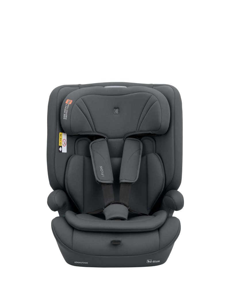 KikkaBoo Scaun auto copii i-Flow i-SIZE Grey 76-150 cmspatar reglabil in 2 pozitiitetiera reglabila 12 pozitiisalteluta reductor inclusacenturi de siguranta cu protectii moicertificat R129