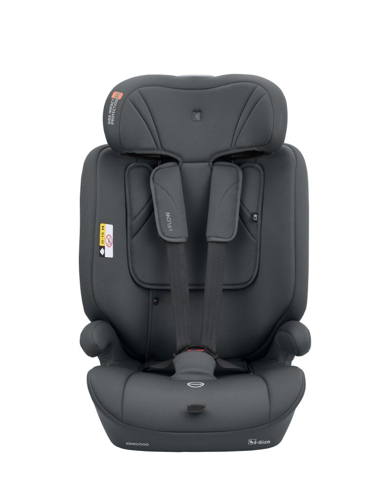 KikkaBoo Scaun auto copii i-Flow i-SIZE Grey 76-150 cmspatar reglabil in 2 pozitiitetiera reglabila 12 pozitiisalteluta reductor inclusacenturi de siguranta cu protectii moicertificat R129