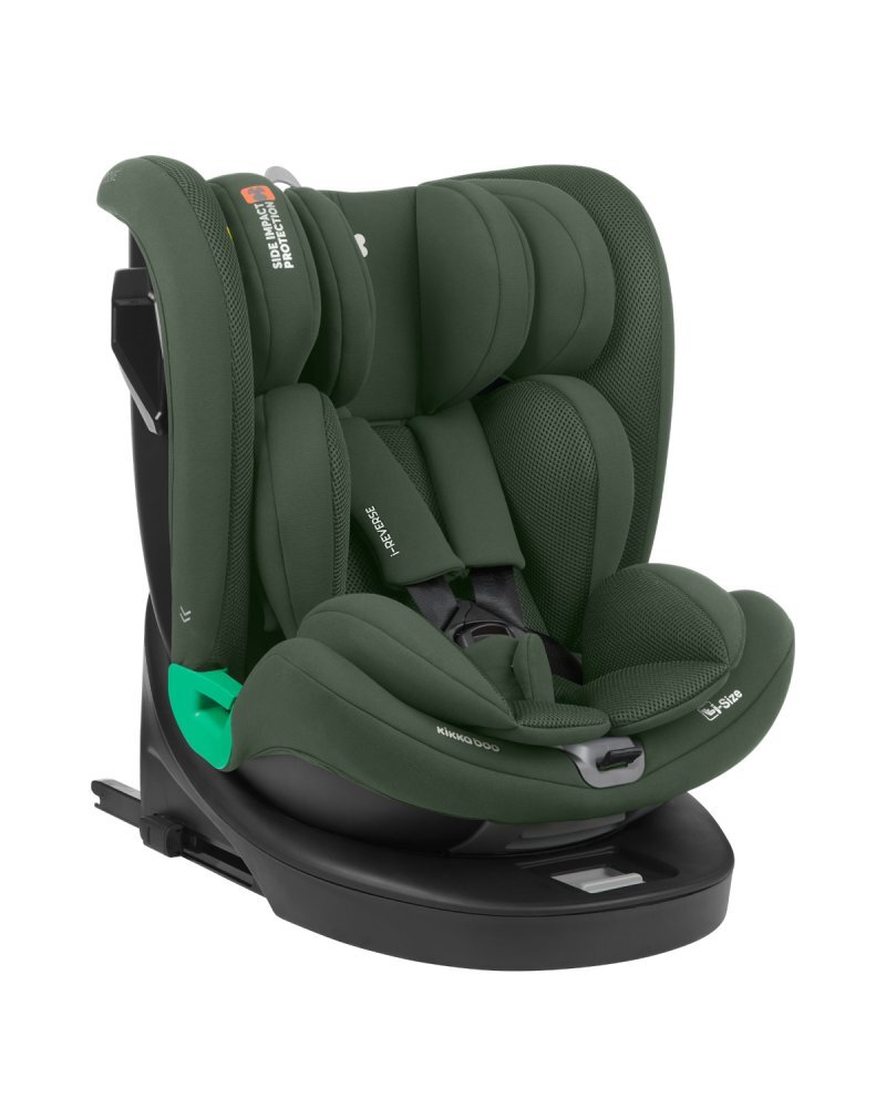 KikkaBoo Scaun auto copii i-Reverse i-SIZE Army Green 40-150 cm cu isofixsezut rotativSPStop tethertetiera cu spuma memorie si inaltime reglabilareductor