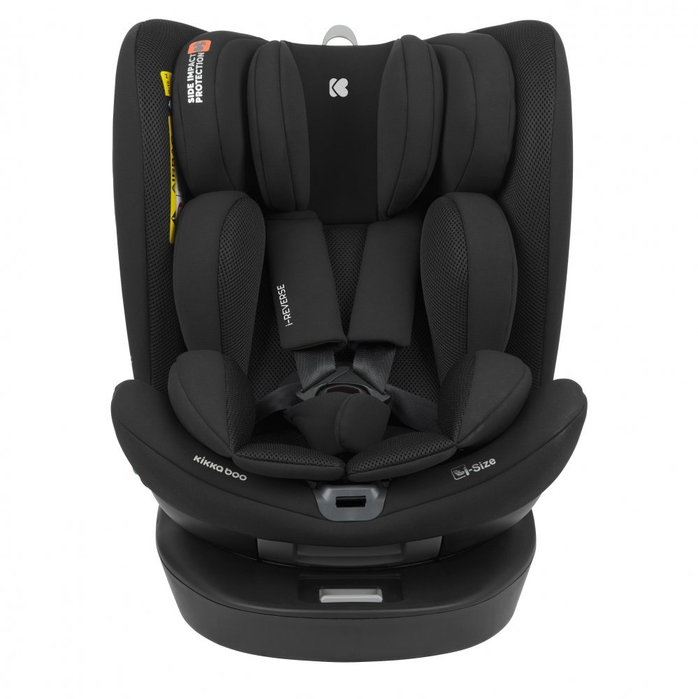 KikkaBoo Scaun auto copii i-Reverse i-SIZE Black 40-150 cm cu isofixsezut rotativSPStop tethertetiera cu spuma memorie si inaltime reglabilareductor