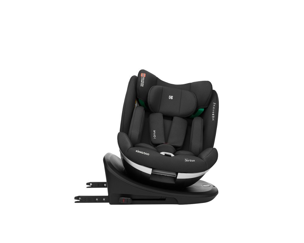 KikkaBoo Scaun auto copii i-Size R129 I-Drive Black 40-150 cmrear facing pana la 105cmsezut rotativfixare cu IsofixSPS9 nivele reglare tetierapernuta reductor