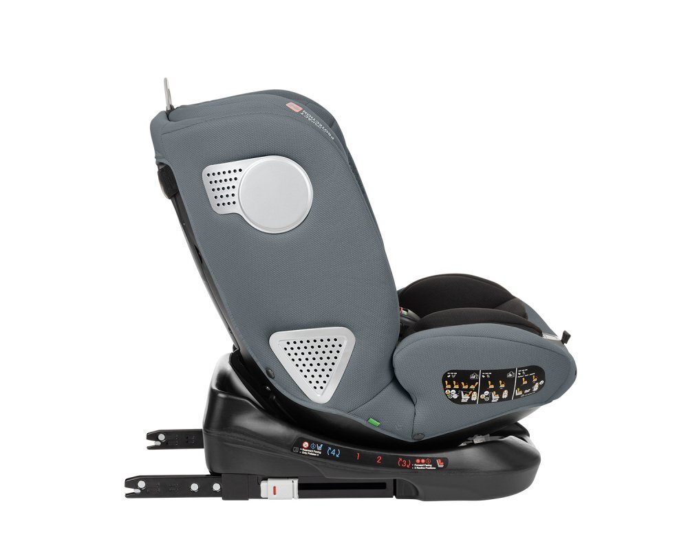 KikkaBoo Scaun auto cu isofix 40-150 cm i-Moove i-SIZE Dark Greysezut rotativancora Top TetherSPS-protectie impact lateraltetiera reglabila in 13 pozitiitetiera cu spuma de memoriesalteluta reductor inclusa