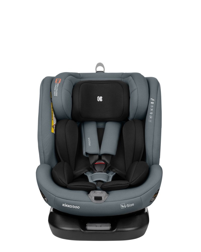 KikkaBoo Scaun auto cu isofix 40-150 cm i-Moove i-SIZE Dark Greysezut rotativancora Top TetherSPS-protectie impact lateraltetiera reglabila in 13 pozitiitetiera cu spuma de memoriesalteluta reductor inclusa