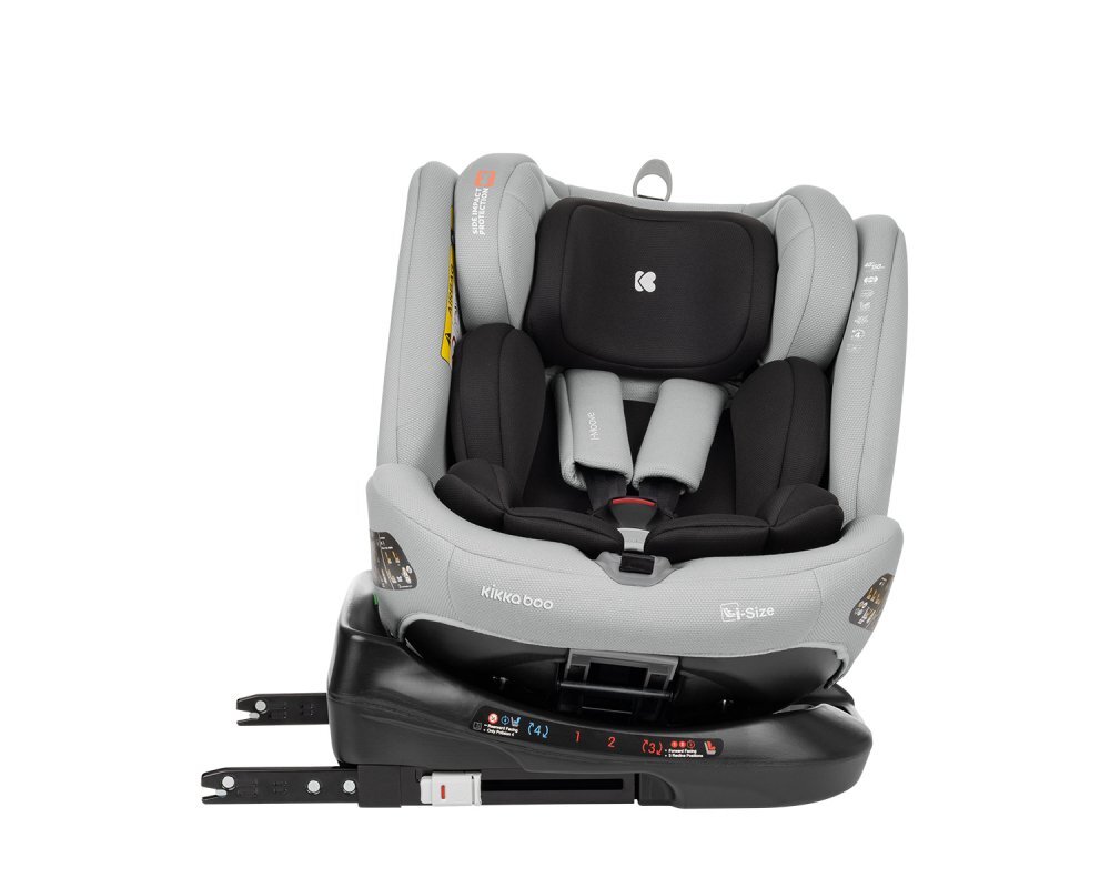 KikkaBoo Scaun auto cu isofix 40-150 cm i-Moove i-SIZE Light Greysezut rotativancora Top TetherSPS-protectie impact lateraltetiera reglabila in 13 pozitiitetiera cu spuma de memoriesalteluta reductor inclusa