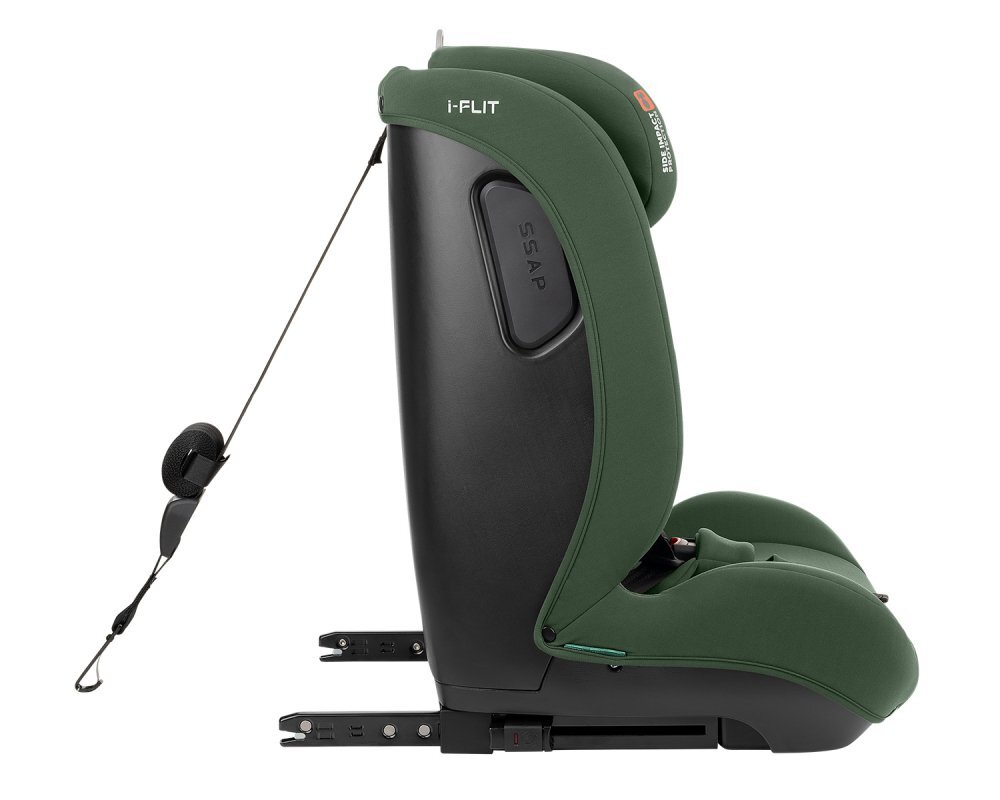 KikkaBoo Scaun auto cu isofix 76-150 cm i-Flit i-SIZE Army Greenconectori Isofix telescopicitetiera reglabila in 12 pozitiiperna reductorghidaj multi centuraSPS-sistem de protectie lateralatop tetherspatar reglabil