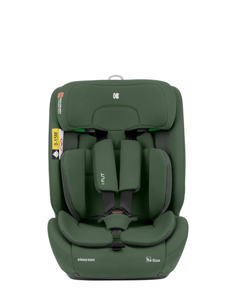 KikkaBoo Scaun auto cu isofix 76-150 cm i-Flit i-SIZE Army Greenconectori Isofix telescopicitetiera reglabila in 12 pozitiiperna reductorghidaj multi centuraSPS-sistem de protectie lateralatop tetherspatar reglabil