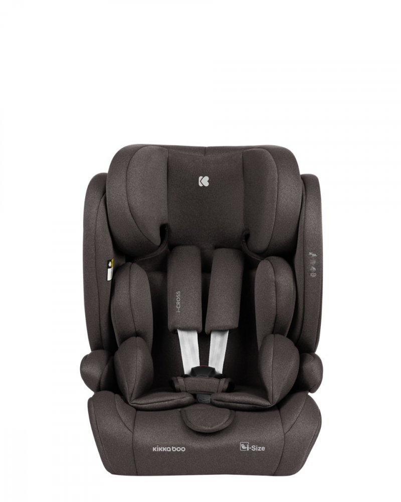 KikkaBoo Scaun auto cu ISOFIX i-Cross i-SIZE Brown 76-150 cmtetiera reglabila in 13 pozitii cu spuma de memoriecentura top tetherhusa detasabilaperna reductor
