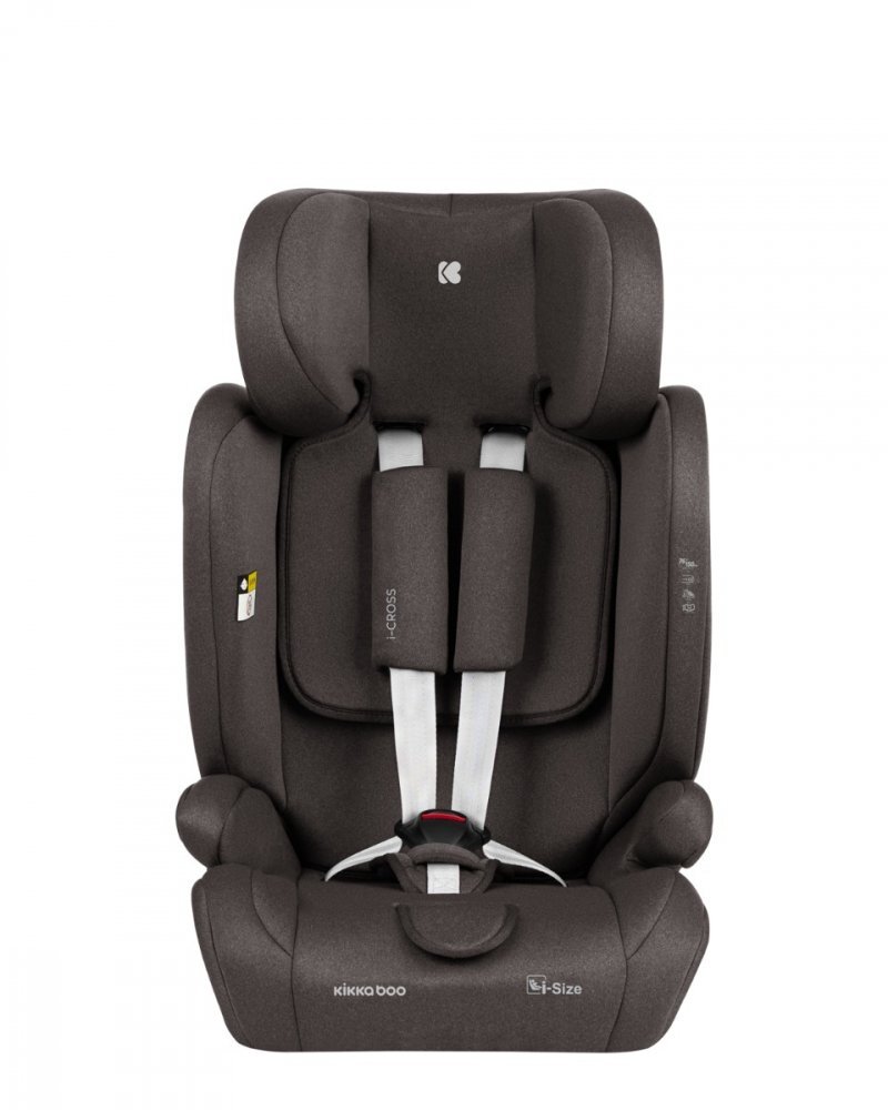 KikkaBoo Scaun auto cu ISOFIX i-Cross i-SIZE Brown 76-150 cmtetiera reglabila in 13 pozitii cu spuma de memoriecentura top tetherhusa detasabilaperna reductor