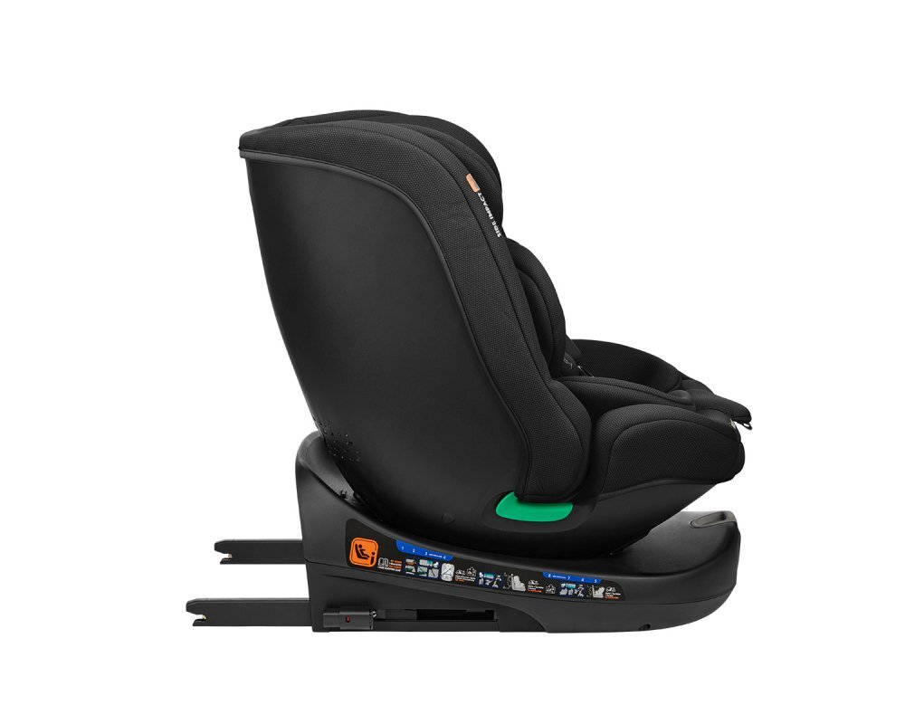KikkaBoo Scaun auto cu isofix I-Round I-SIZE Black 40-150 cmomologat R129sezut rotativ4 pozitii de inclinare a spataruluitetiera reglabila in 5 pozitiiperna moalehusa detasabilatetiera cu spuma cu memorie