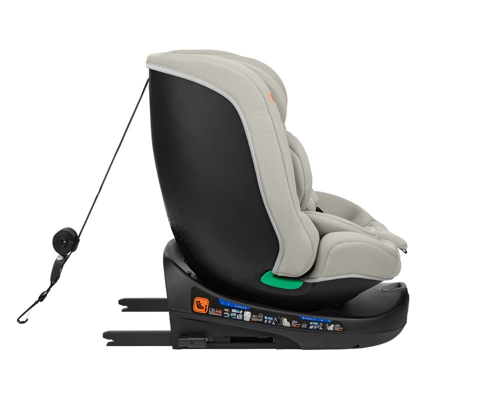 KikkaBoo Scaun auto cu isofix I-Round I-SIZE Light Grey 40-150 cmomologat R129sezut rotativ4 pozitii de inclinare a spataruluitetiera reglabila in 5 pozitiiperna moalehusa detasabilatetiera cu spuma cu memorie