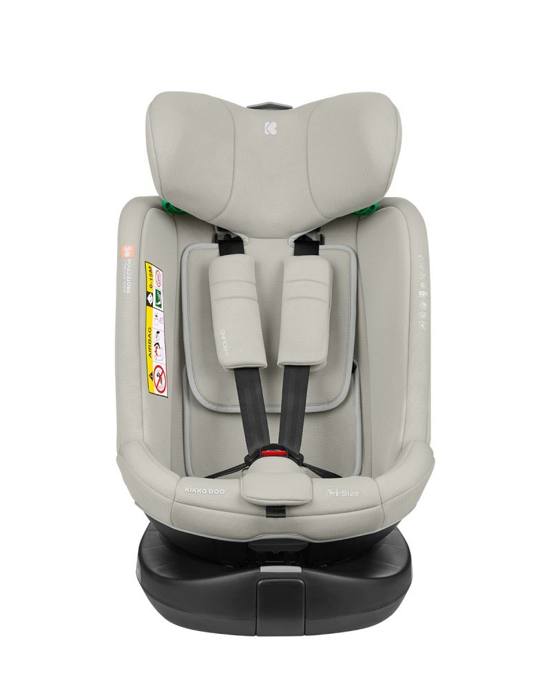 KikkaBoo Scaun auto cu isofix I-Round I-SIZE Light Grey 40-150 cmomologat R129sezut rotativ4 pozitii de inclinare a spataruluitetiera reglabila in 5 pozitiiperna moalehusa detasabilatetiera cu spuma cu memorie