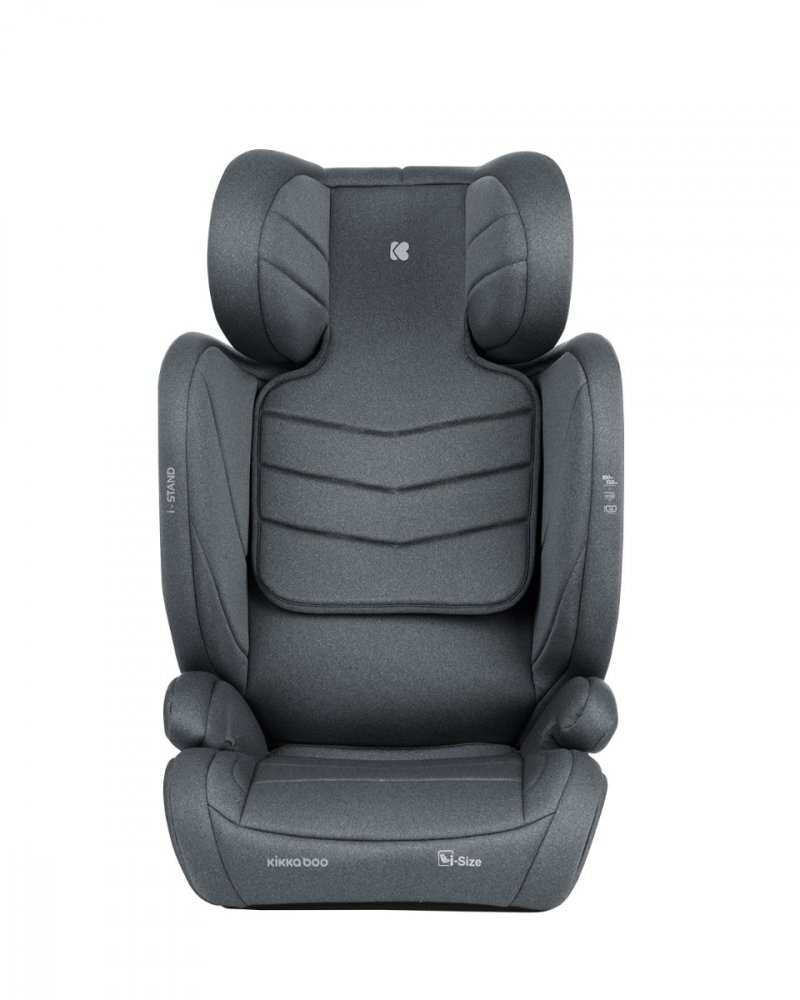 KikkaBoo Scaun auto cu isofix i-Stand Dark Grey 100-150 cmcertificare I-Size tetiera reglabila in 13 pozitii tetiera cu spuma de memoriehusa detasabila