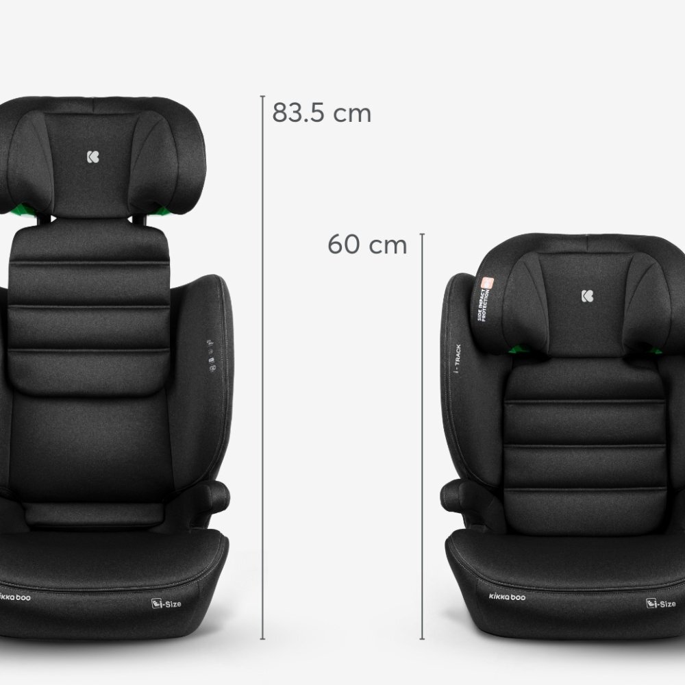 KikkaBoo Scaun auto cu isofix i-Track i-SIZE Black 100-150 cmtetiera reglabila 12 pozitii cu spuma de memorieprotectie SPSconectori isofix cu afisaj instalare corecta