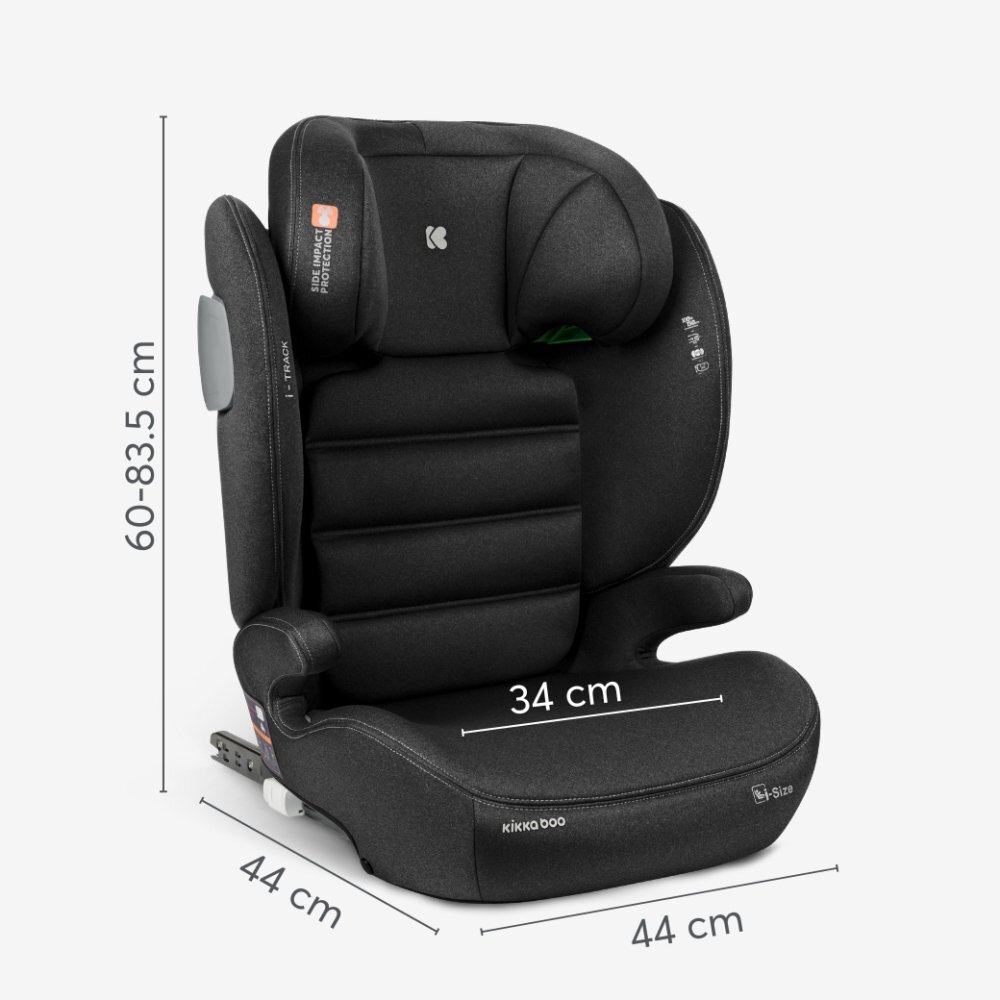 KikkaBoo Scaun auto cu isofix i-Track i-SIZE Black 100-150 cmtetiera reglabila 12 pozitii cu spuma de memorieprotectie SPSconectori isofix cu afisaj instalare corecta