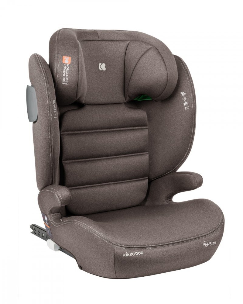 KikkaBoo Scaun auto cu isofix i-Track i-SIZE Brown 100-150 cmtetiera reglabila 12 pozitii cu spuma de memorieprotectie SPSconectori isofix cu afisaj instalare corecta