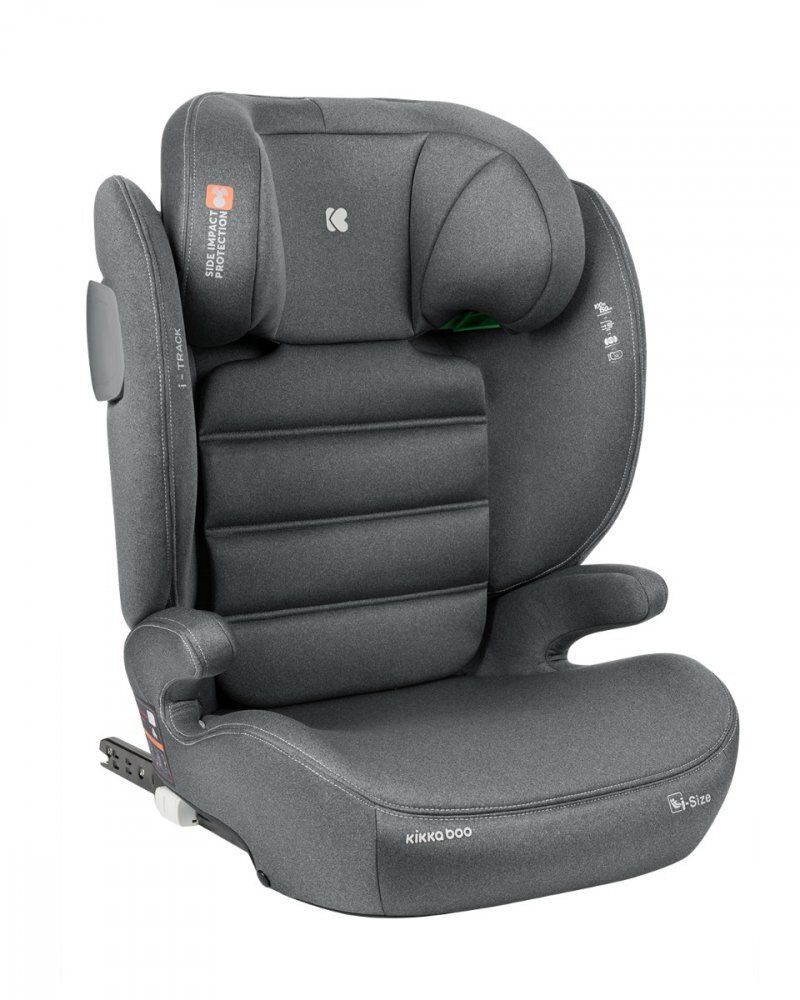 KikkaBoo Scaun auto cu isofix i-Track i-SIZE Dark Grey 100-150 cmtetiera reglabila 12 pozitii cu spuma de memorieprotectie SPSconectori isofix cu afisaj instalare corecta