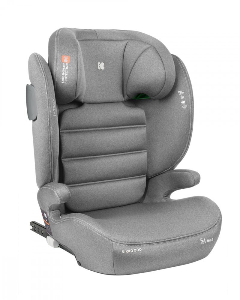 KikkaBoo Scaun auto cu isofix i-Track i-SIZE Light Grey 100-150 cmtetiera reglabila 12 pozitii cu spuma de memorieprotectie SPSconectori isofix cu afisaj instalare corecta