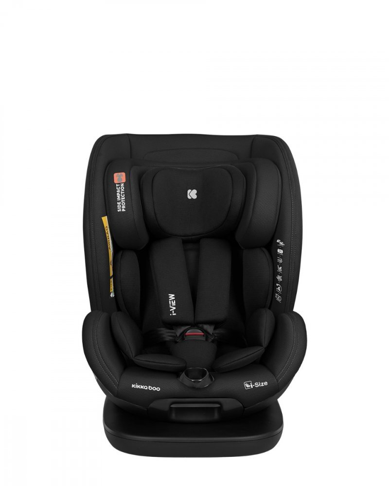KikkaBoo Scaun auto cu isofix pentru copii i-View i-SIZE Black 40-150 cmrecomandat de la nastererear facing pana la 105 cmpozitie de somnsezut rotativSPStetiera reglabila