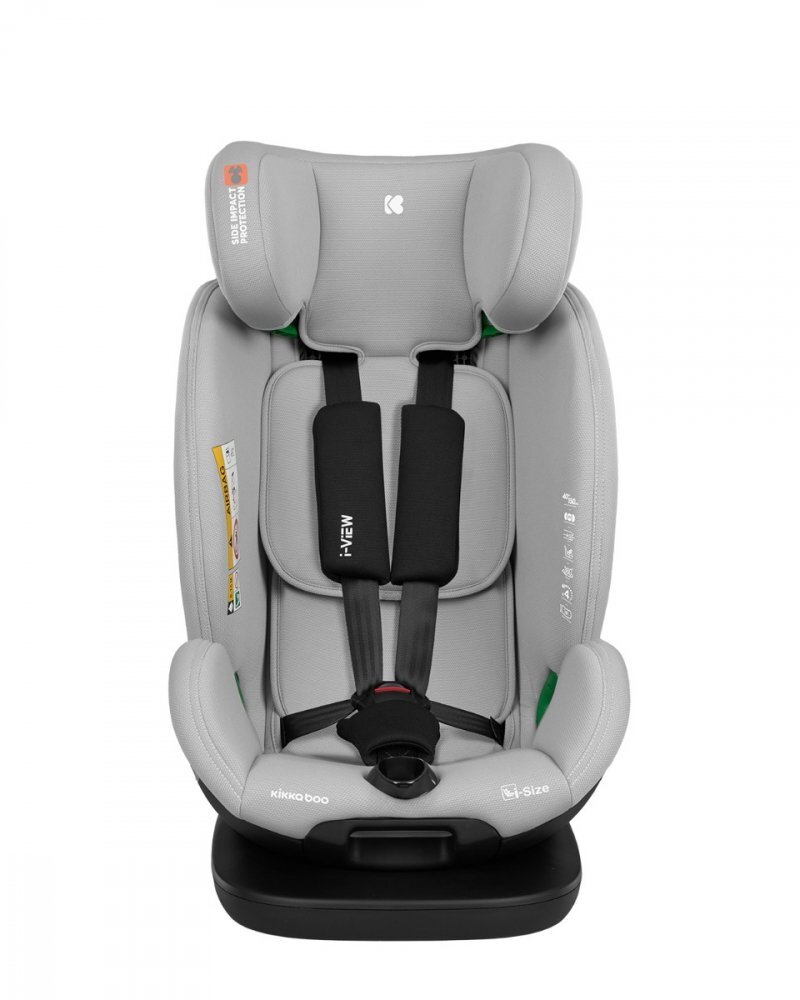 KikkaBoo Scaun auto cu isofix pentru copii i-View i-SIZE Light Grey 40-150 cmrecomandat de la nastererear facing pana la 105 cmpozitie de somnsezut rotativSPStetiera reglabila
