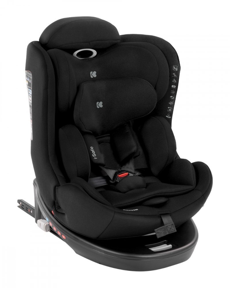 KikkaBoo Scaun auto i-SIZE i-SAFE Black pentru copii cu inaltimea 40-150 cmfixare cu isofixtetiera reglabilasezut rotativ cu pozitie e somnspatar reglabil 4 pozitiipernuta reductor si husa detasabila