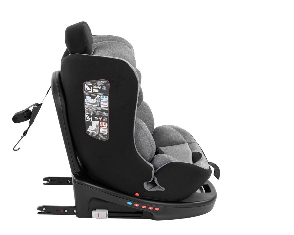 KikkaBoo Scaun auto i-SIZE i-SAFE Light Grey pentru copii cu inaltimea 40-150 cmfixare cu isofixtetiera reglabilasezut rotativ cu pozitie e somnspatar reglabil 4 pozitiipernuta reductor si husa detasabila