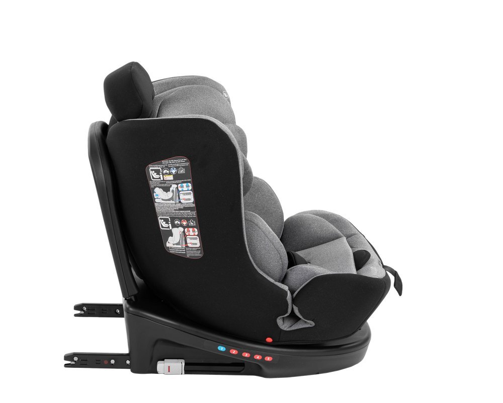 KikkaBoo Scaun auto i-SIZE i-SAFE Light Grey pentru copii cu inaltimea 40-150 cmfixare cu isofixtetiera reglabilasezut rotativ cu pozitie e somnspatar reglabil 4 pozitiipernuta reductor si husa detasabila