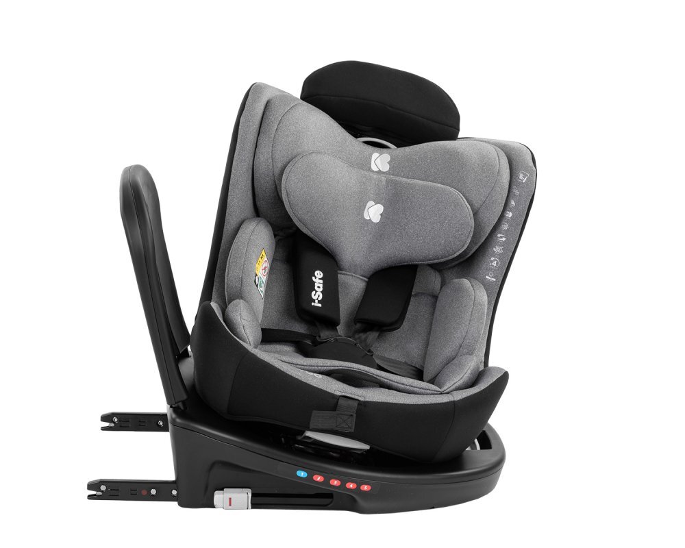 KikkaBoo Scaun auto i-SIZE i-SAFE Light Grey pentru copii cu inaltimea 40-150 cmfixare cu isofixtetiera reglabilasezut rotativ cu pozitie e somnspatar reglabil 4 pozitiipernuta reductor si husa detasabila