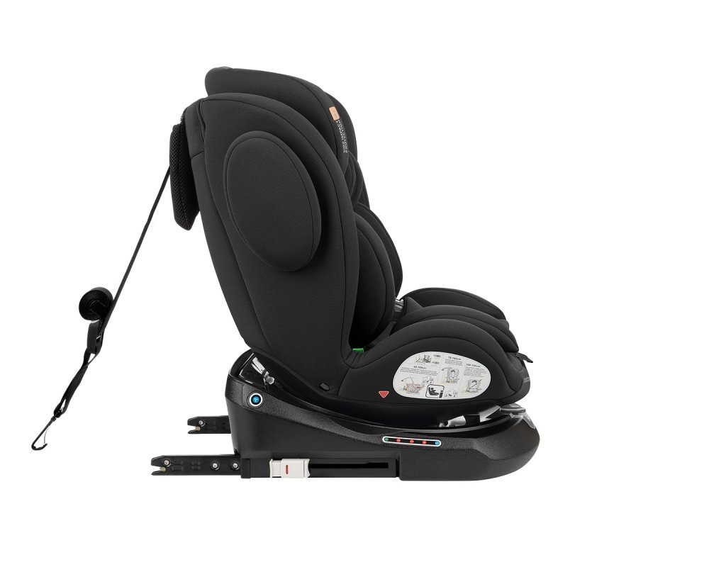 KikkaBoo Scaun auto pentru copii cu ISOFIX I-Felix Blackcertificat I-Size 40-150cmR129SPS-protectie impact lateral tetiera reglabila 11 pozitiisezut rotativ5 pozitii inclinare spatarcentura top tetherreductor